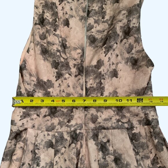 Robert Rodriquez Dress Open Back V-neck Uneven Hem Victorian Floral Pink Grey 2 - Picture 10 of 16